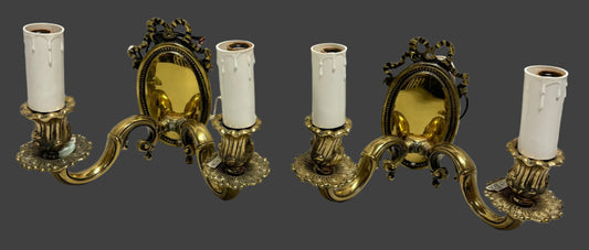 Vintage Pair Of Lovely Bronze Wall Sconces (3/3)