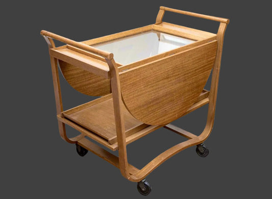 MID-CENTURY BENTWOOD DROP-LEAF TEA CART ATTRIB. EDWARD WORMLEY FOR DUNBAR