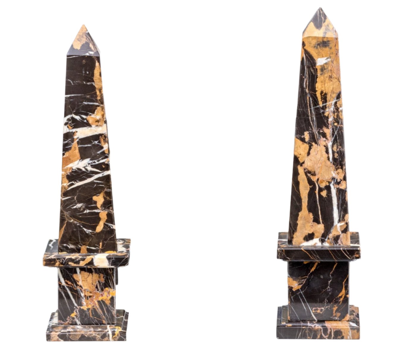 Impressive Pair Of Carved Marble Obelisks