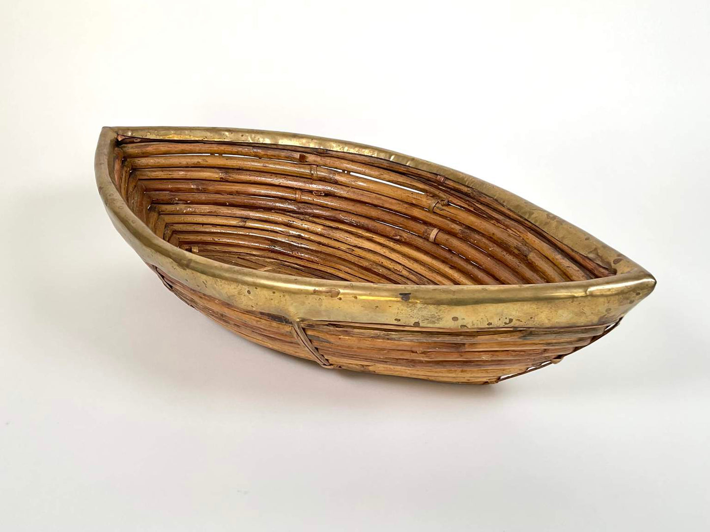Pencil Reed Brass Banded Bowl, Late 20th century