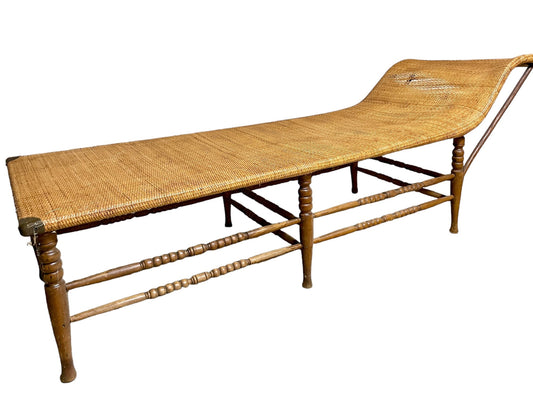 Vintage Wood And Wicker Chaise By Heywood Wakefield