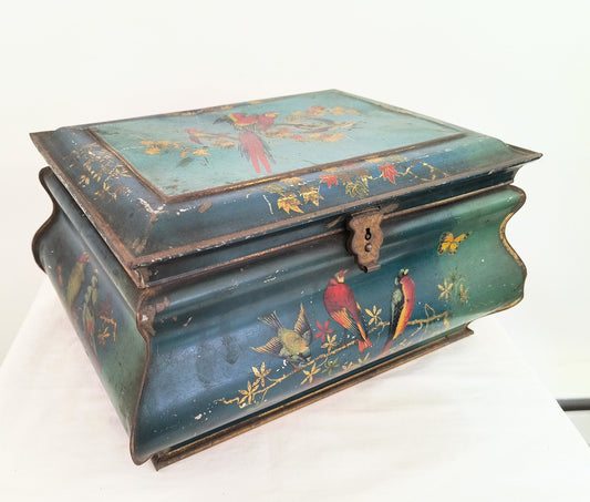 Vintage Chinoiserie themed hinged Brass Box