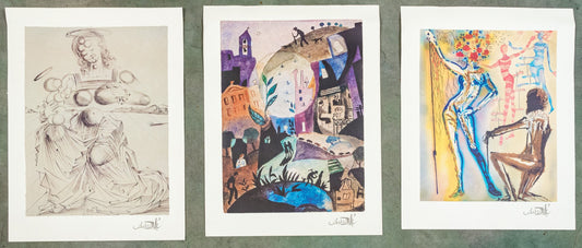 Suite Of Six After Salvador Dali Lithographic Prints On Paper by the Master Chromist Vincenzo Salermo