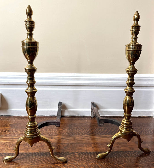 Pair Brass Fireplace Andirons