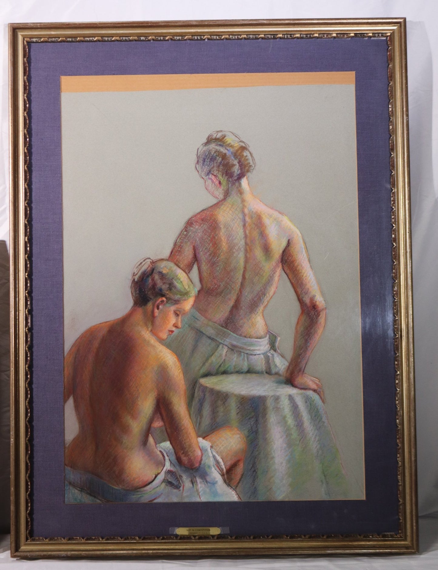 Framed Nude Pastel Artwork