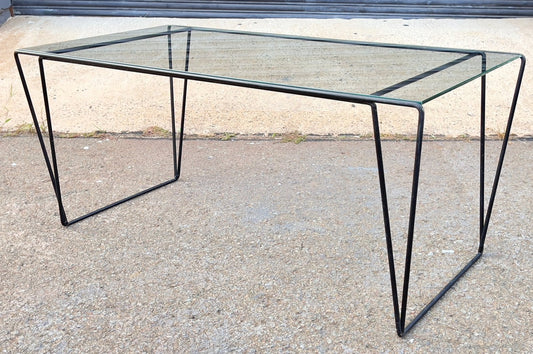 Vintage Metal And Glass Top Coffee Table Sauze Style