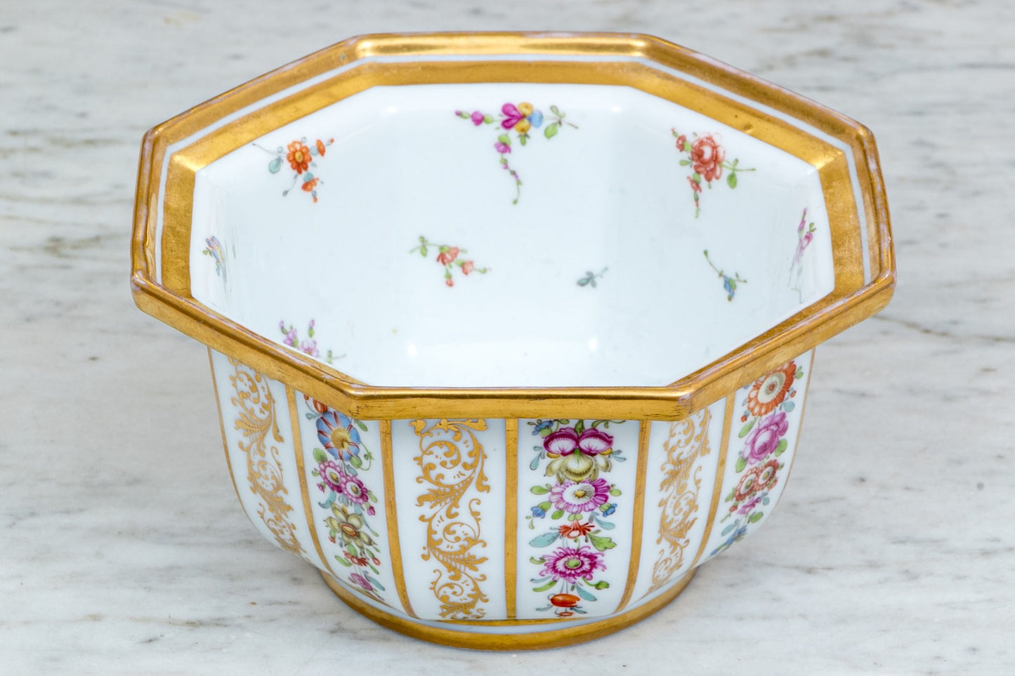 Magnificent Antique 19th C. Meissen Octagonal Sugar Bowl