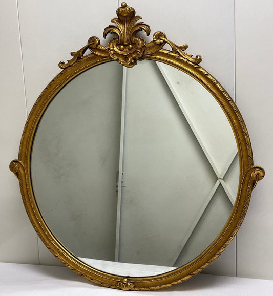 Vintage Carved Round Gold Wall Mirror