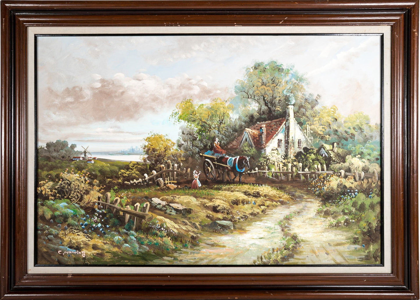 Signed "C. Marring" Oil On Canvas, Dutch Cottage Scene