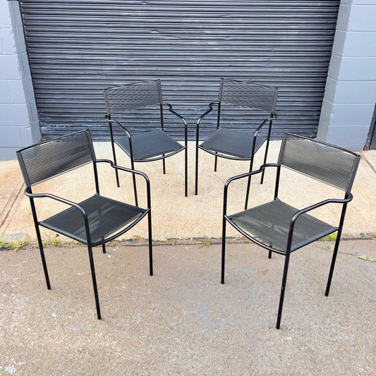 Vintage Italian Spaghetti Strap Armchairs - Set of 4