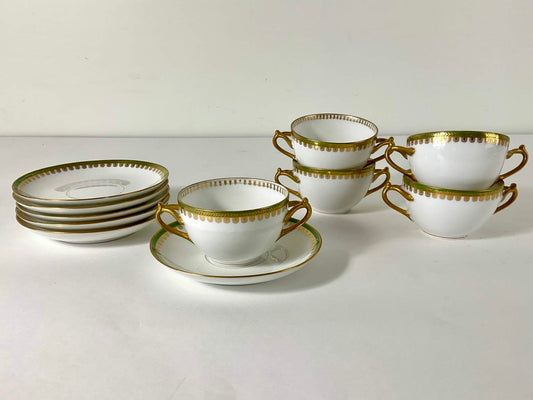 Vintage D & C France L Bernardaud & Cie Limoges Cups and Saucers - 11 Pieces