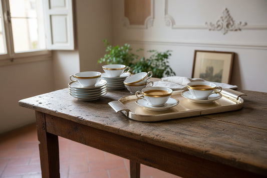 Very Rare Richard Ginori Espresso Set with Tray, 1920-30s