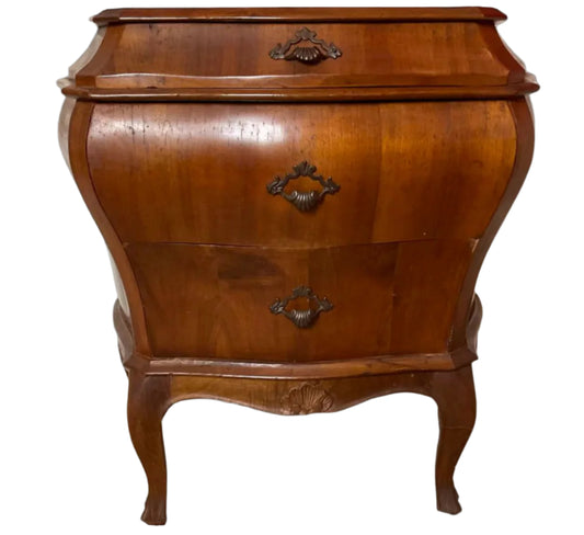Magnificent Vintage Louis XV Style Bombe Chest Nightstand