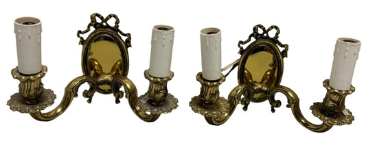 Vintage Pair Of Lovely Bronze Wall Sconces (2/3)
