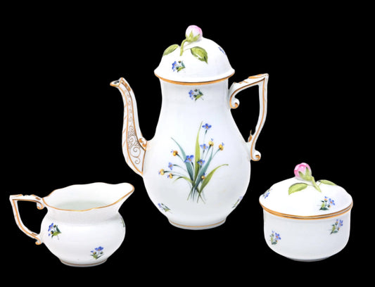 Unused Fabulous Herend Bermudiana Porcelain Serving Set, 3 Pcs