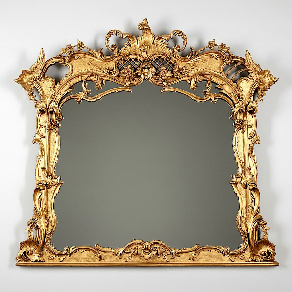 Monumental 19th-Century Rococo Revival Giltwood Pier Mirror &amp; Matching Console, c. 1860–1875