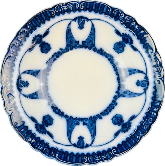 Antique Wood & Sons Caronia Royal Blue Semi-Porcelain Rimmed Bowl - Signed On Base