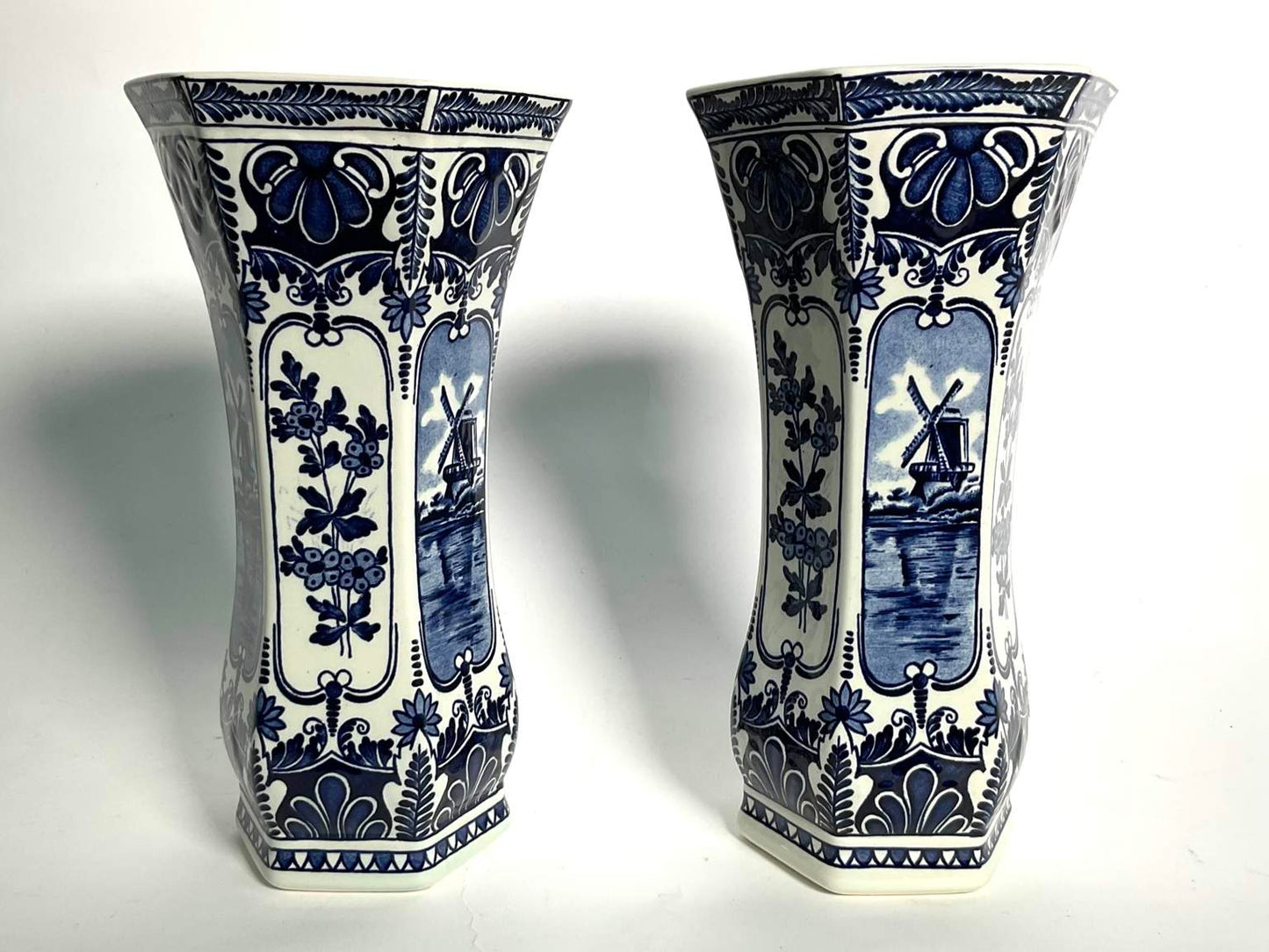 Pair of Delft by Boch for Royal Sphinx Vases