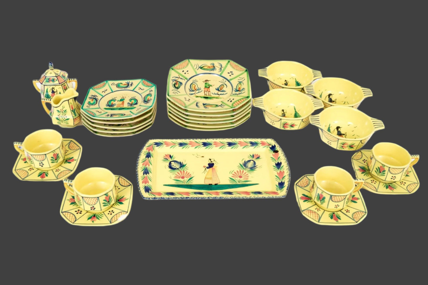 French Henriot Quimper Ceramic Service
