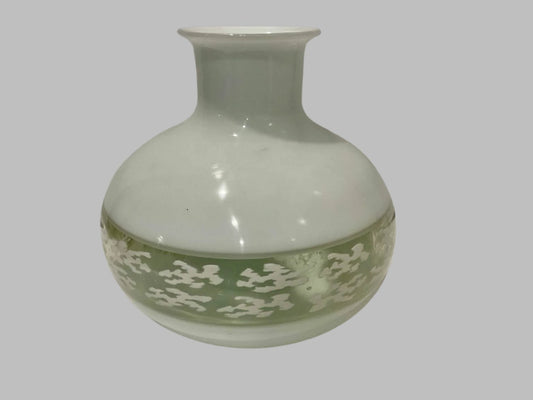 Vintage White Art Glass Vase, Luciano Gaspari, 1964, for Salviati & C.  Signed