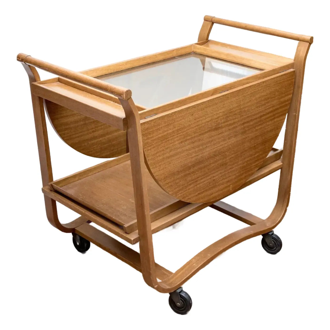1970s Mid-Century Drop Leaf Bar Cart Attributed to Edward Wormley for Dunbar