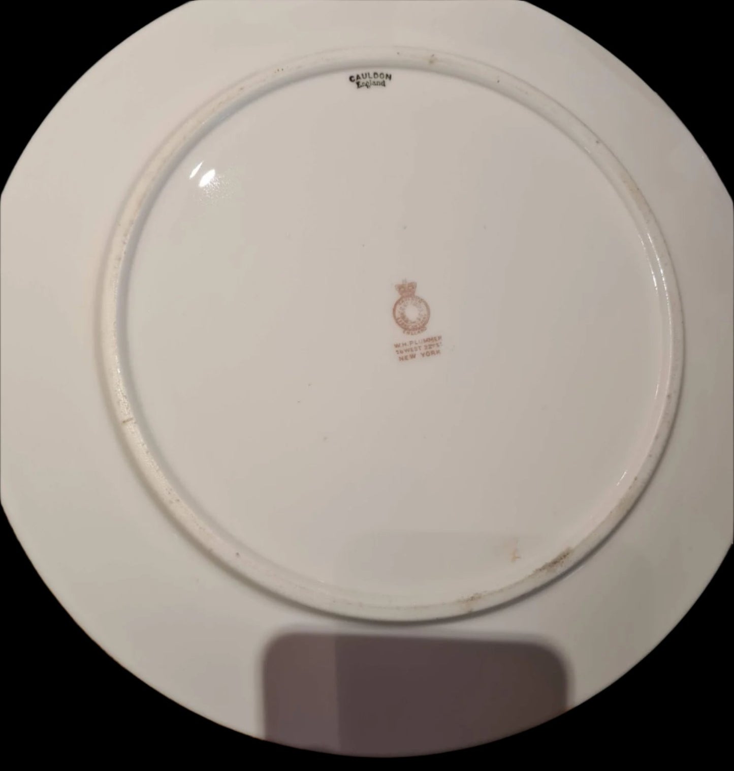 Vintage Gold Trimmed Dinner Plates - Cauldon England for WH Perry NYC, Set of 11