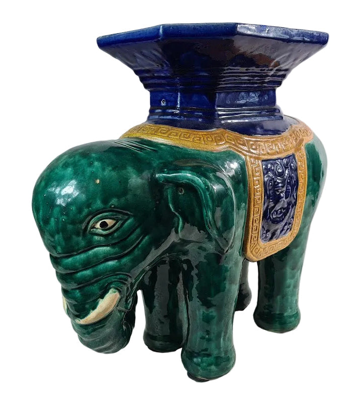 Antique Chinese Shiwan Ceramic Elephant Garden Stool