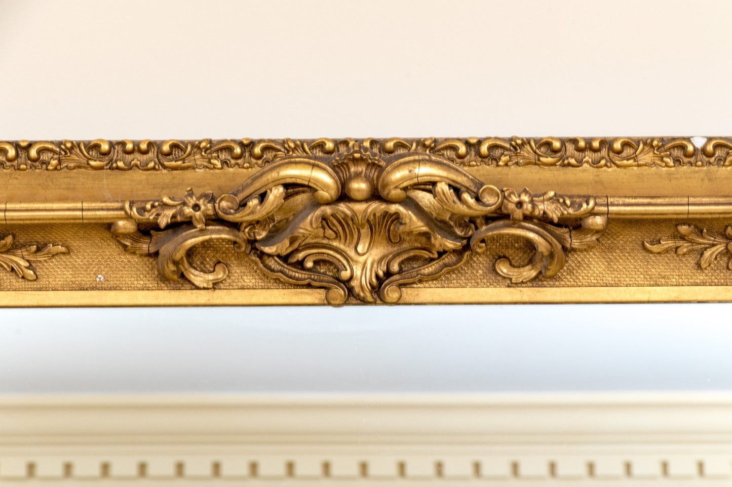 Large Victorian Rococo Revival Giltwood Wall Mirror, c. 1880, Ornately Carved Louis XV Style