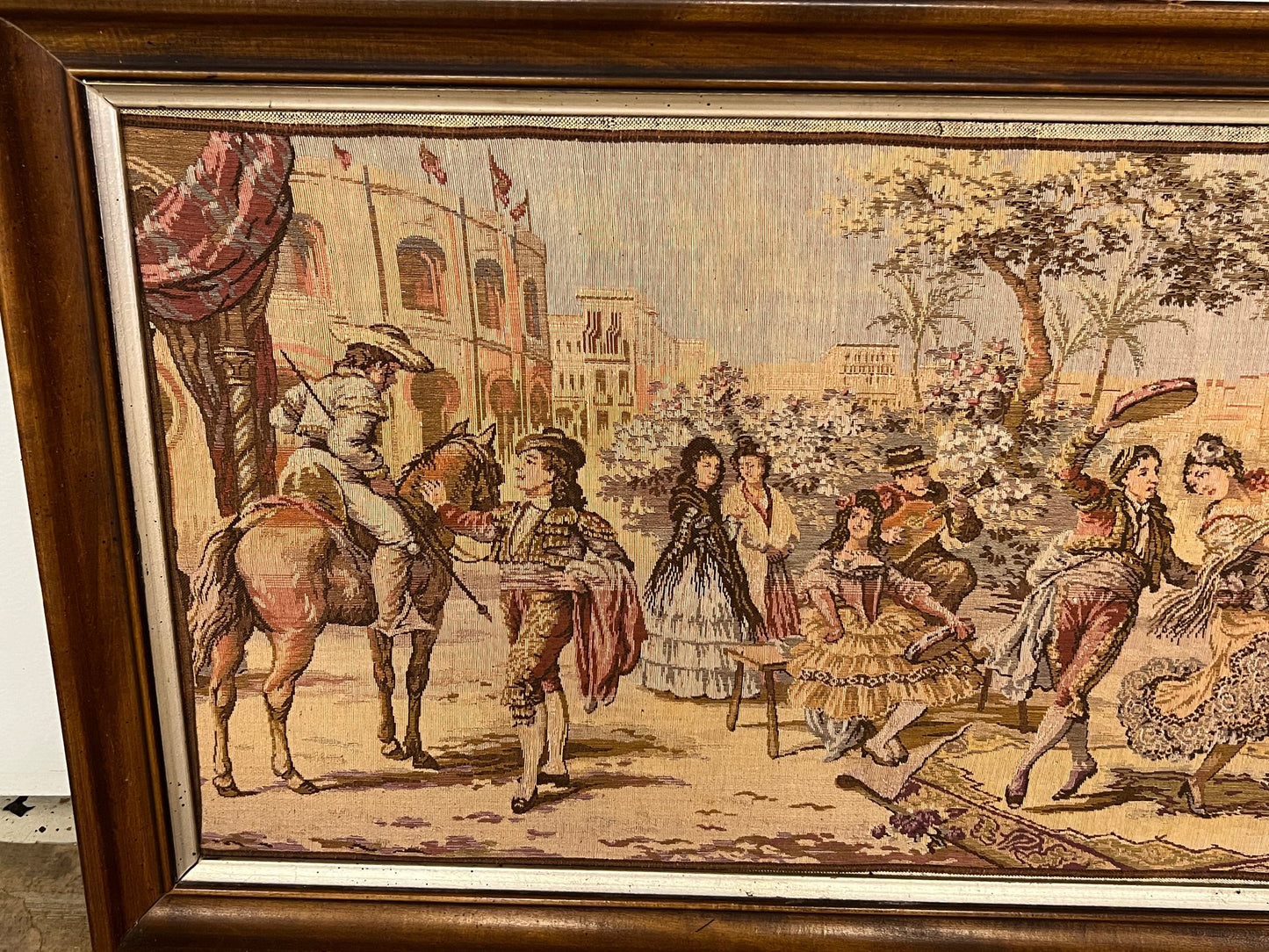 Large Framed Antique French Tapestry