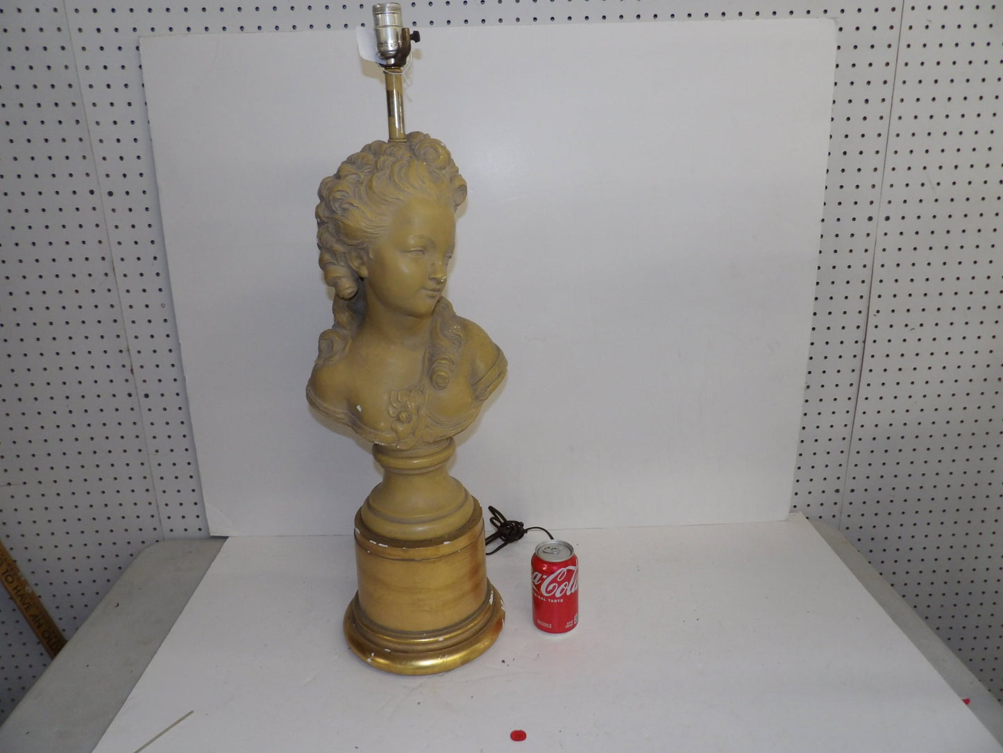 Plaster Bust On Plinth Lamped