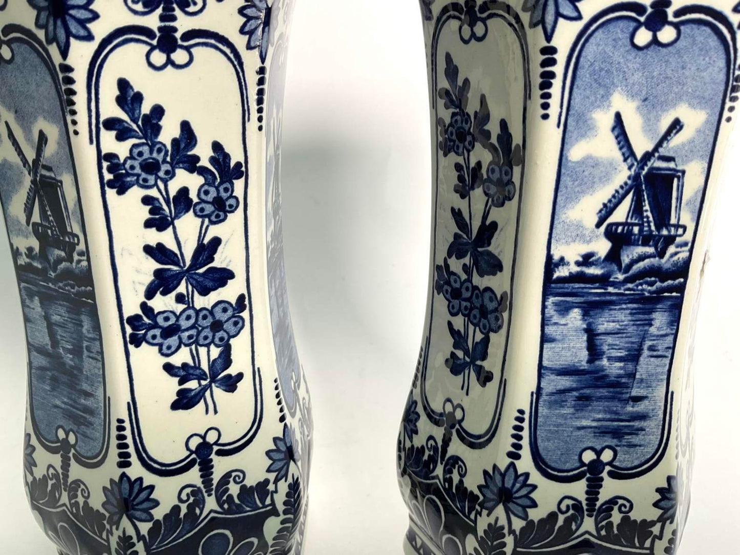 Pair of Delft by Boch for Royal Sphinx Vases