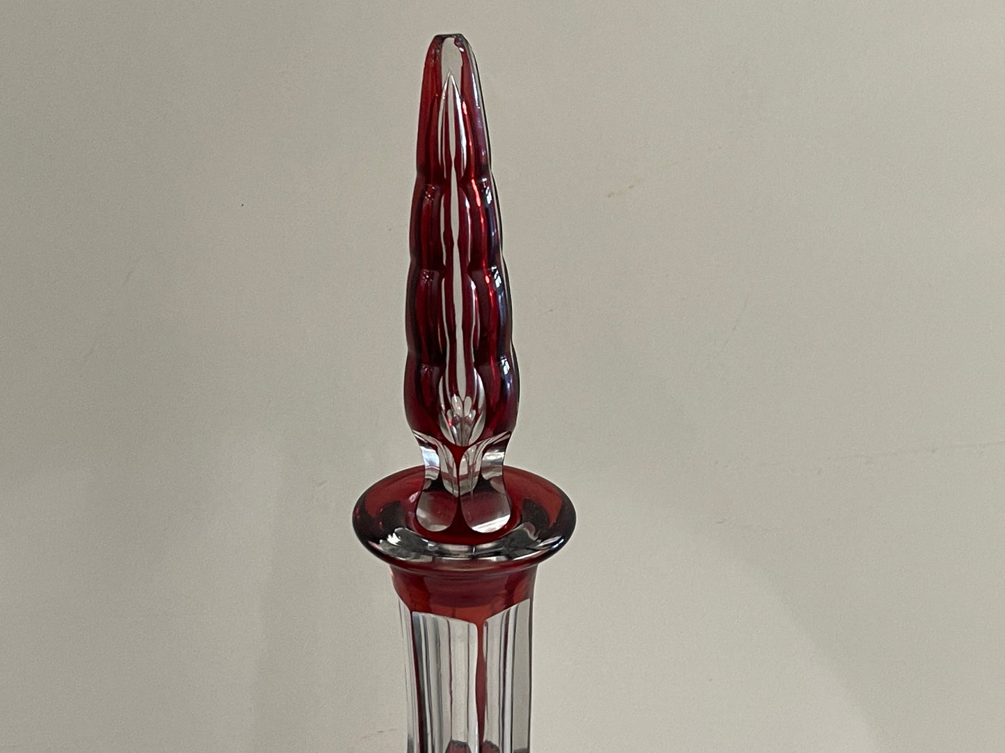 Ruby Red Cut Glass Decanter