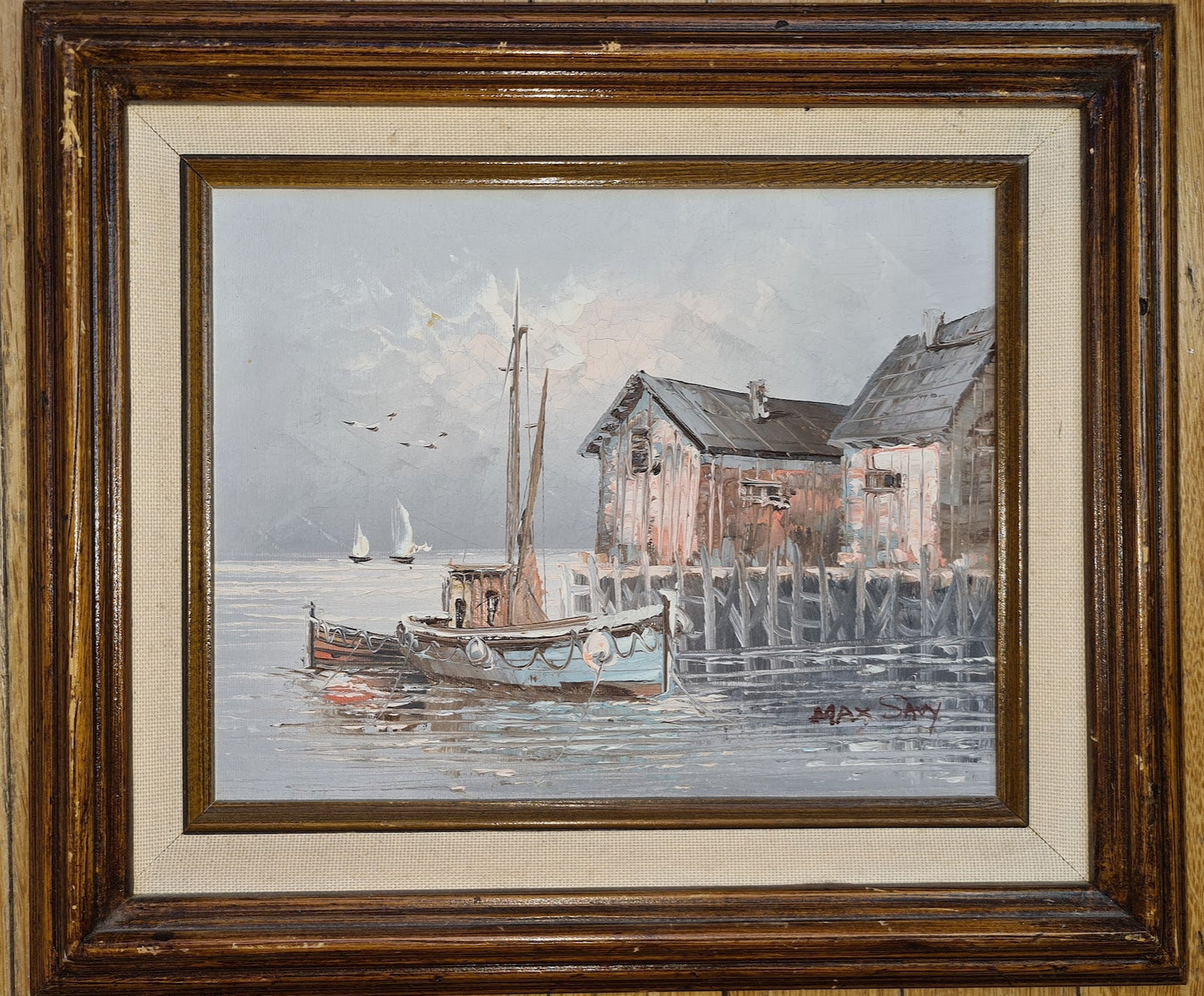 Harbour scene, oil on board, signed Max SAVY, French 1918-2010