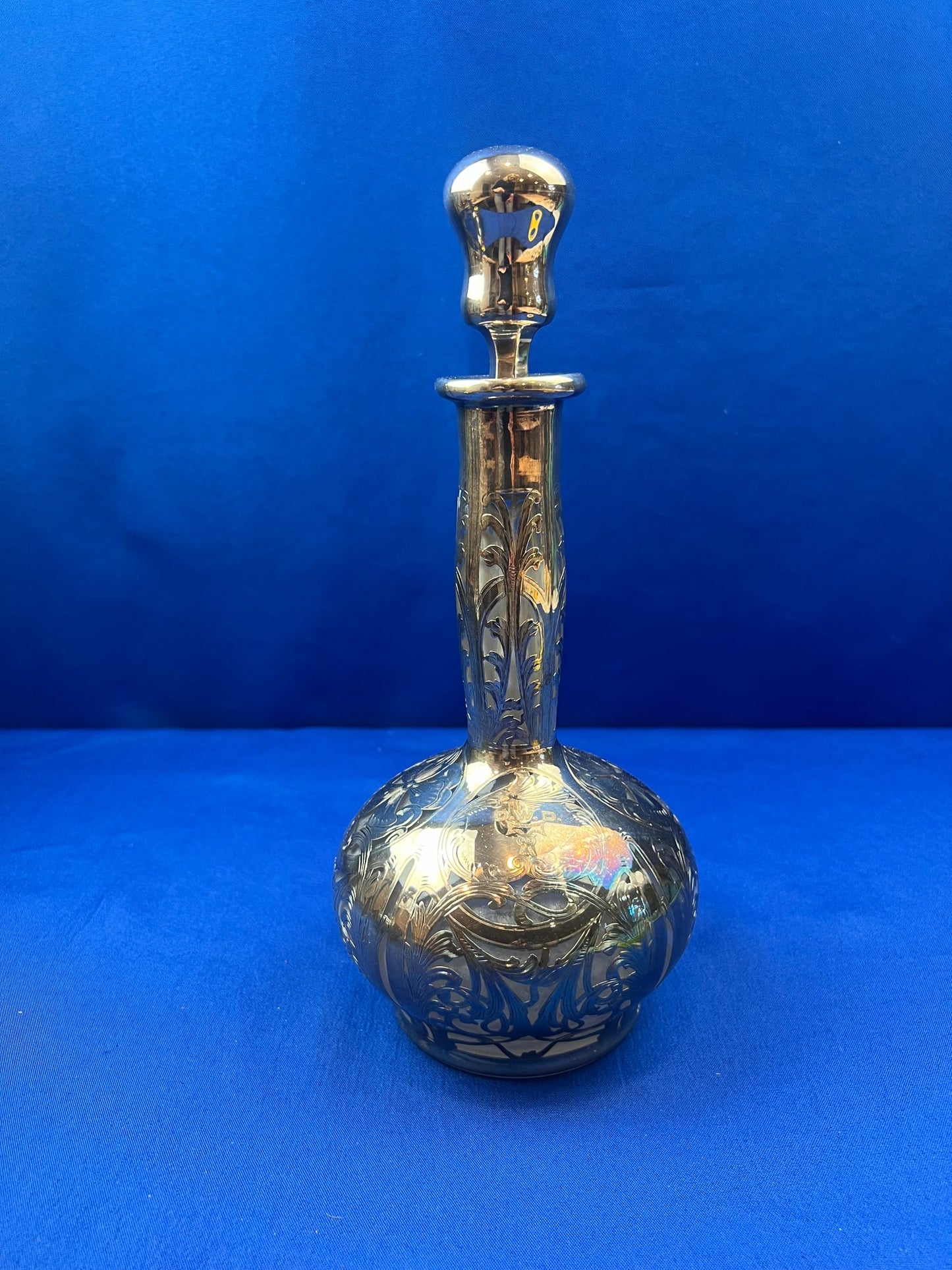 Outstanding Black Starr & Frost Silver Overlay Decanter - Signed "Black Starr & Frost - Fine Silver"