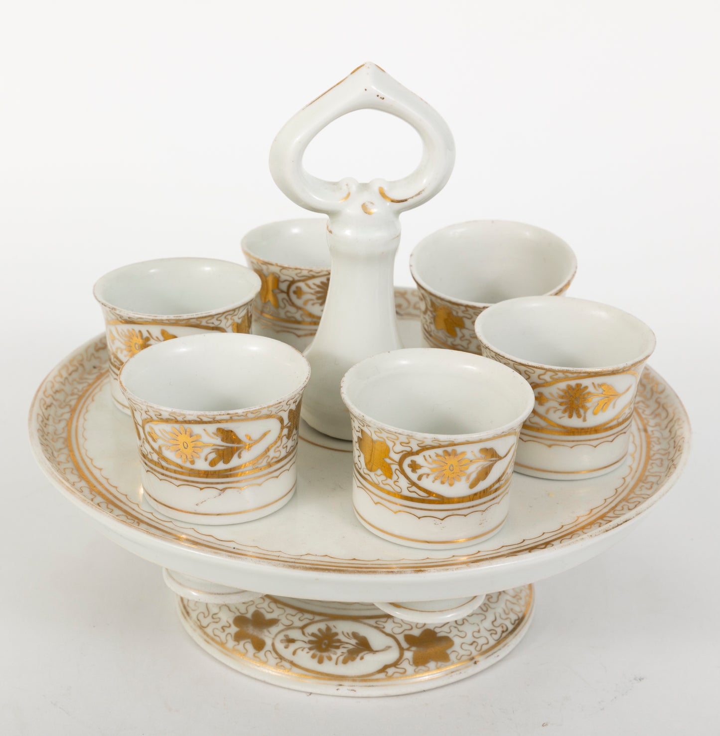 Rare Vintage Porcelain 6 Egg Cruet Stand / Egg Cups &  Stand