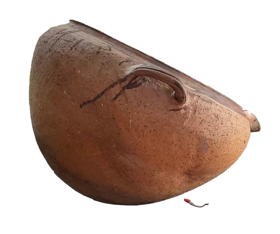 Large Antique Terracotta Vessel with Spout & Handles