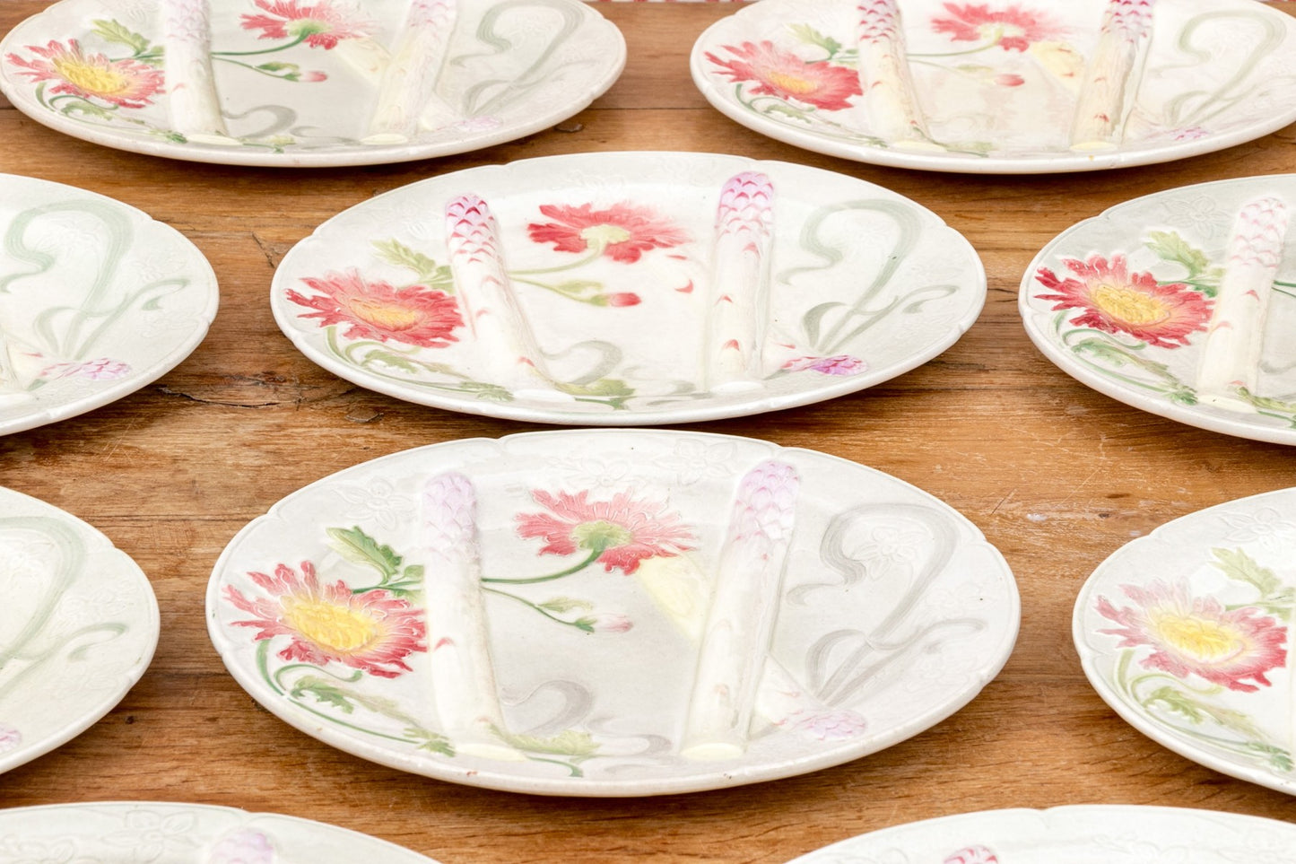 Rare Fine French Depose Asparagus Plates (12)