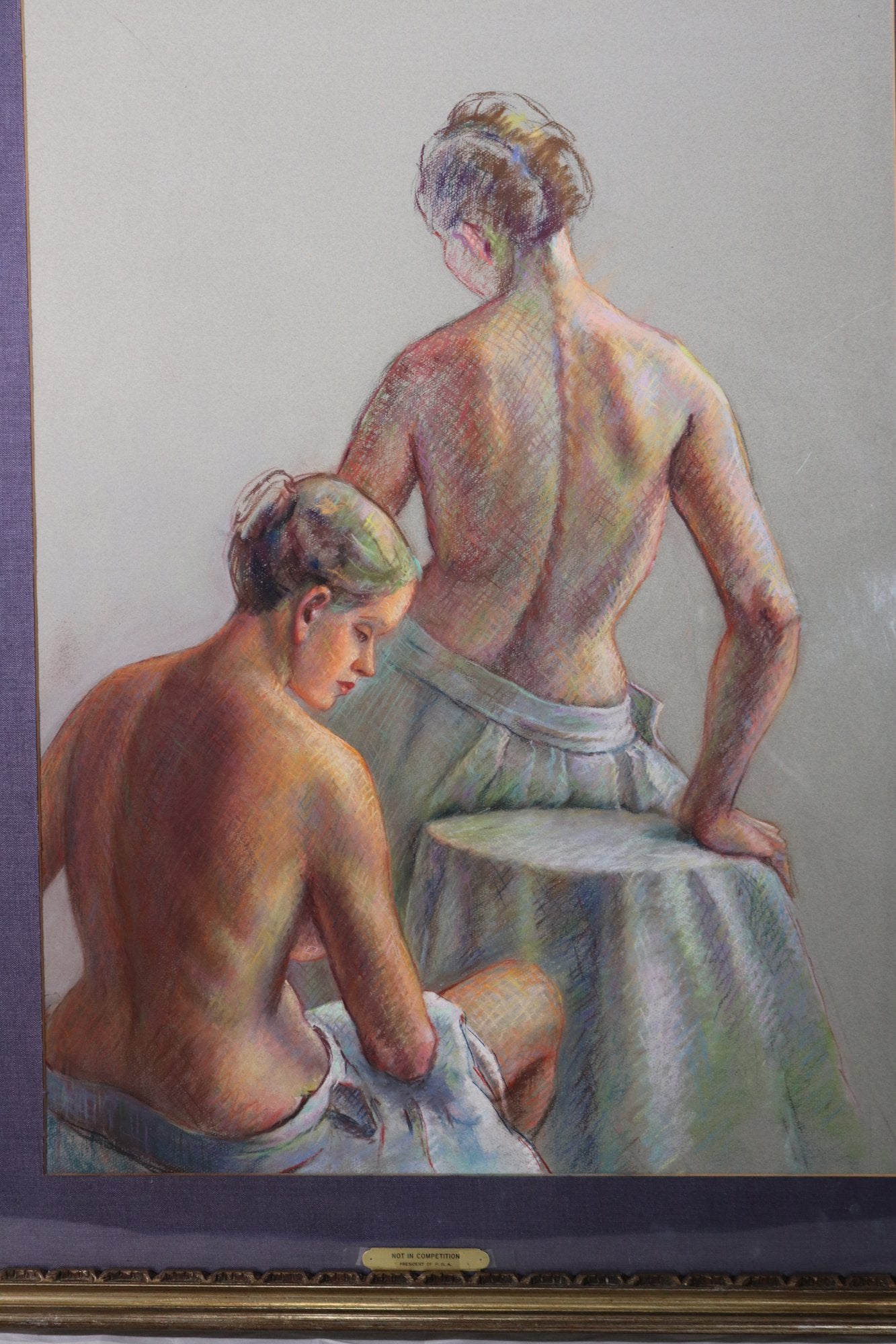 Framed Nude Pastel Artwork