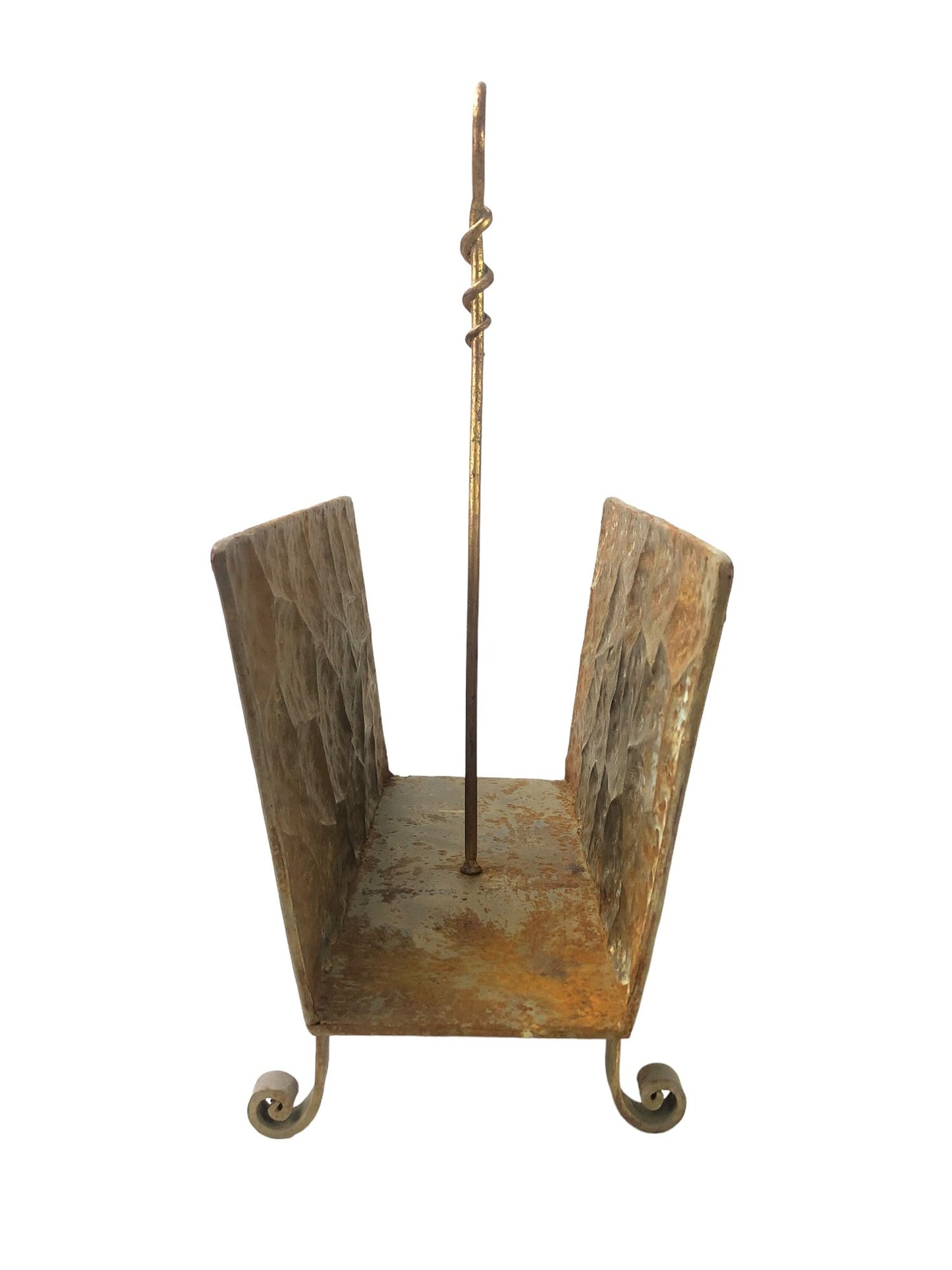 Mid-Century Modern Hand Forged Wrought Iron & Steel Firewood Rack - #S16-F