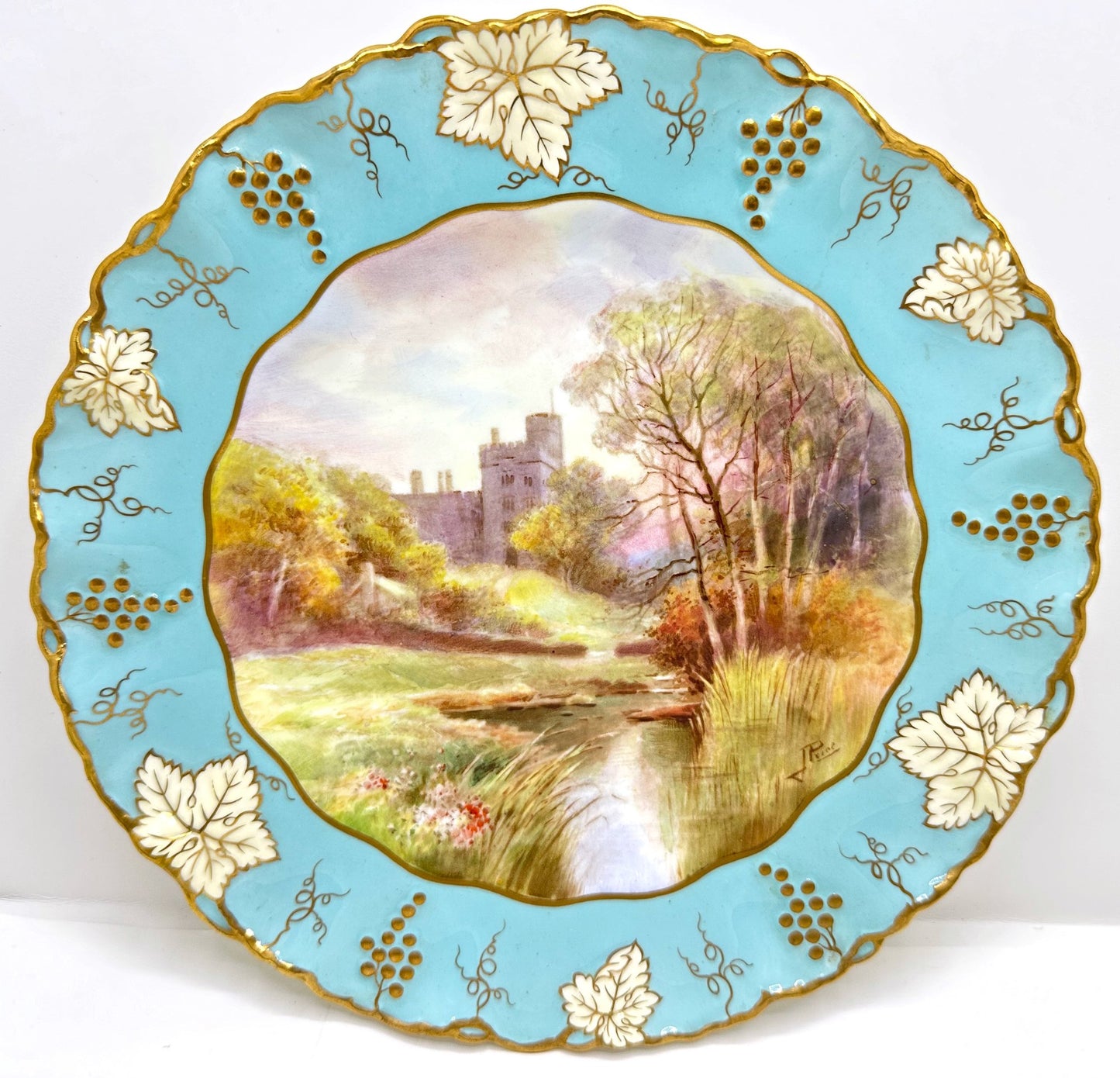 Signed 1870s Antique Dessert Plates & Royal Crown Derby Plate