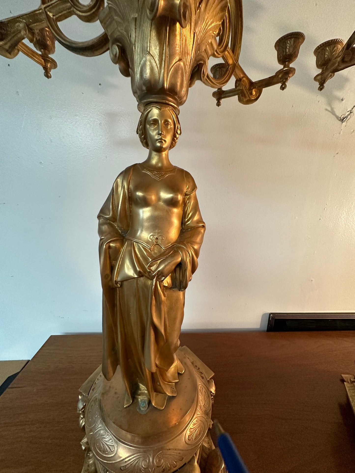 PAIR OF VINTAGE BRONZE GILDED 10 ARM CANDELABRAS