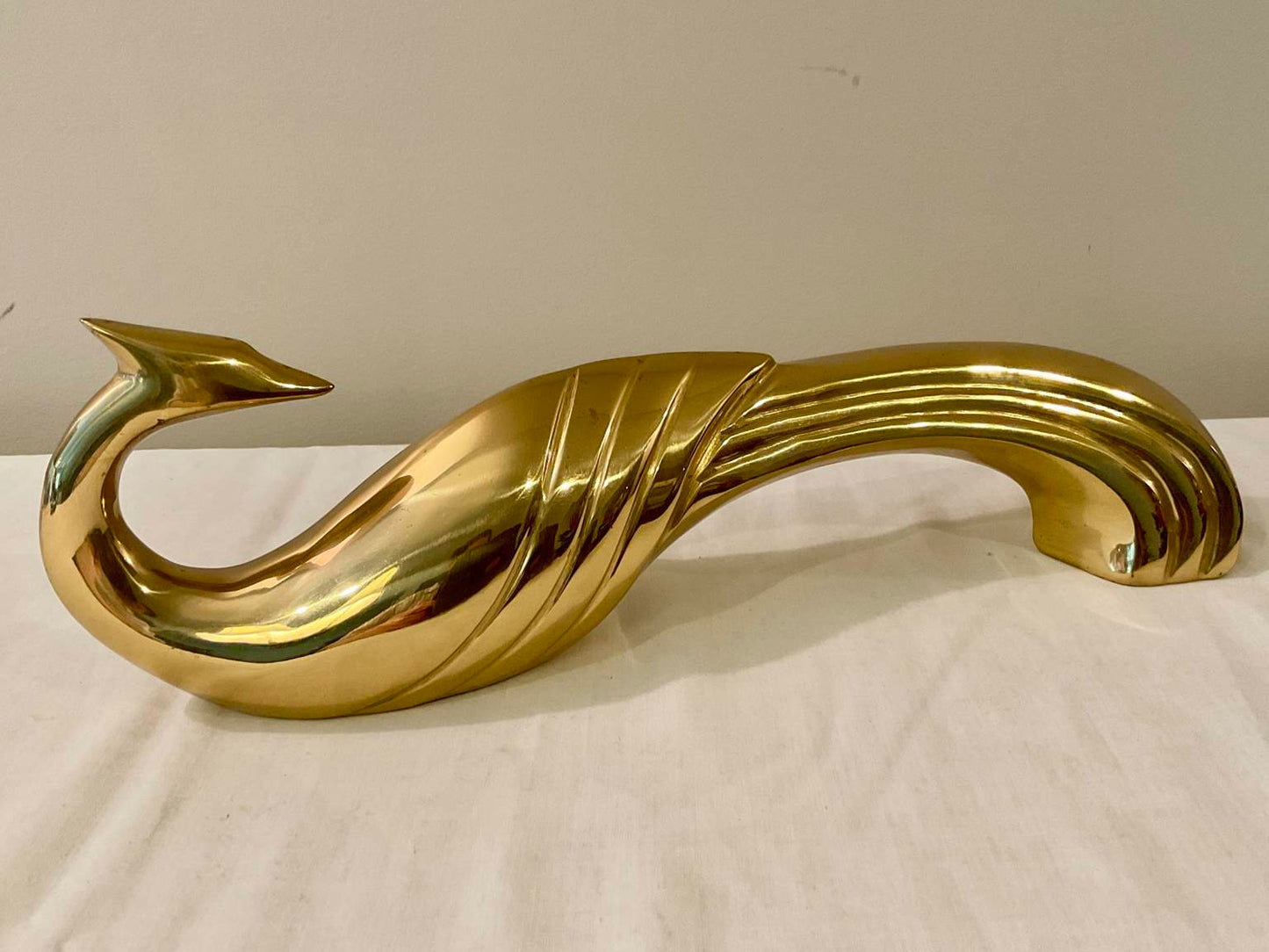 Mid Century Sculptural Brass Peacock