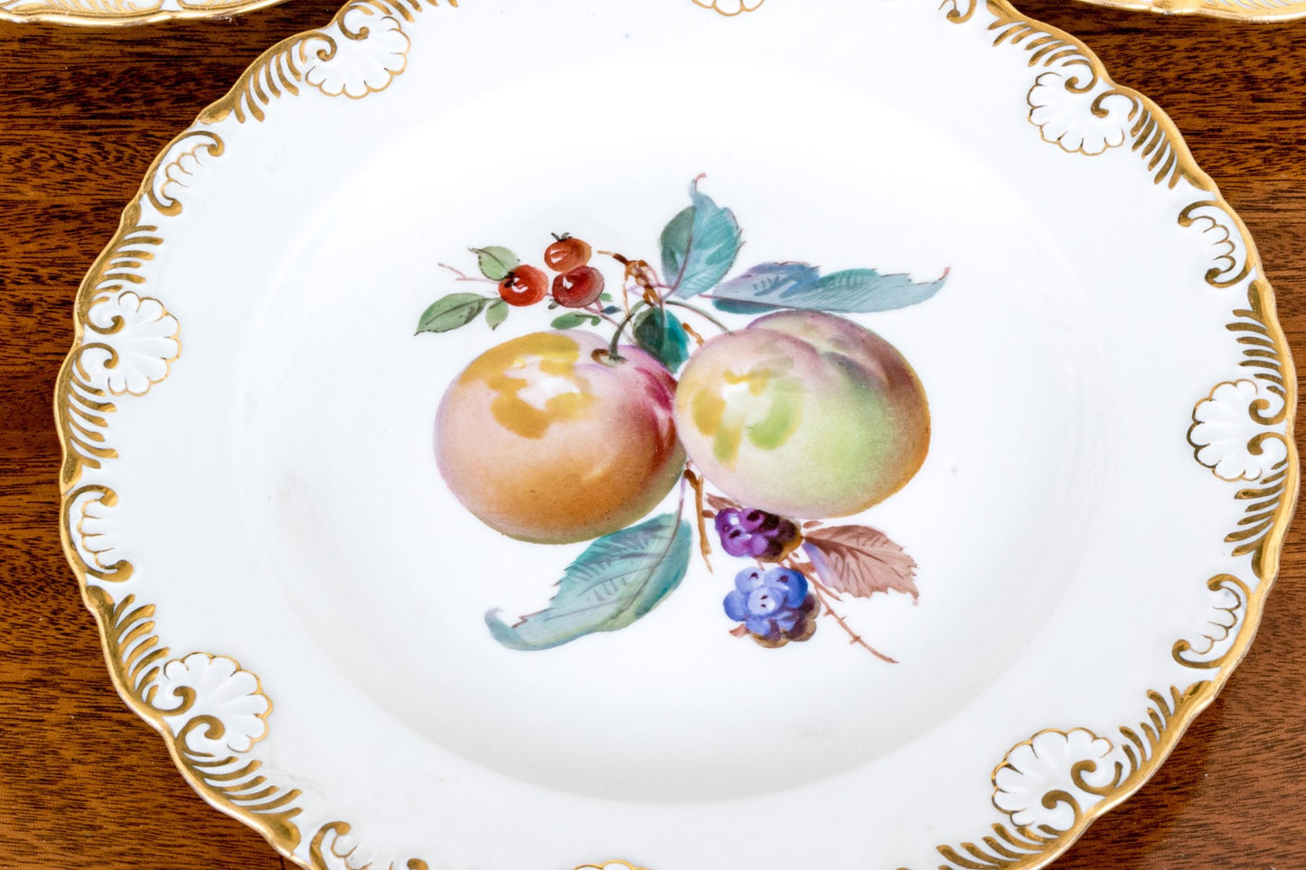 Set Of Six Antique German, Meissen Porcelain Porcelain Fruit Plates