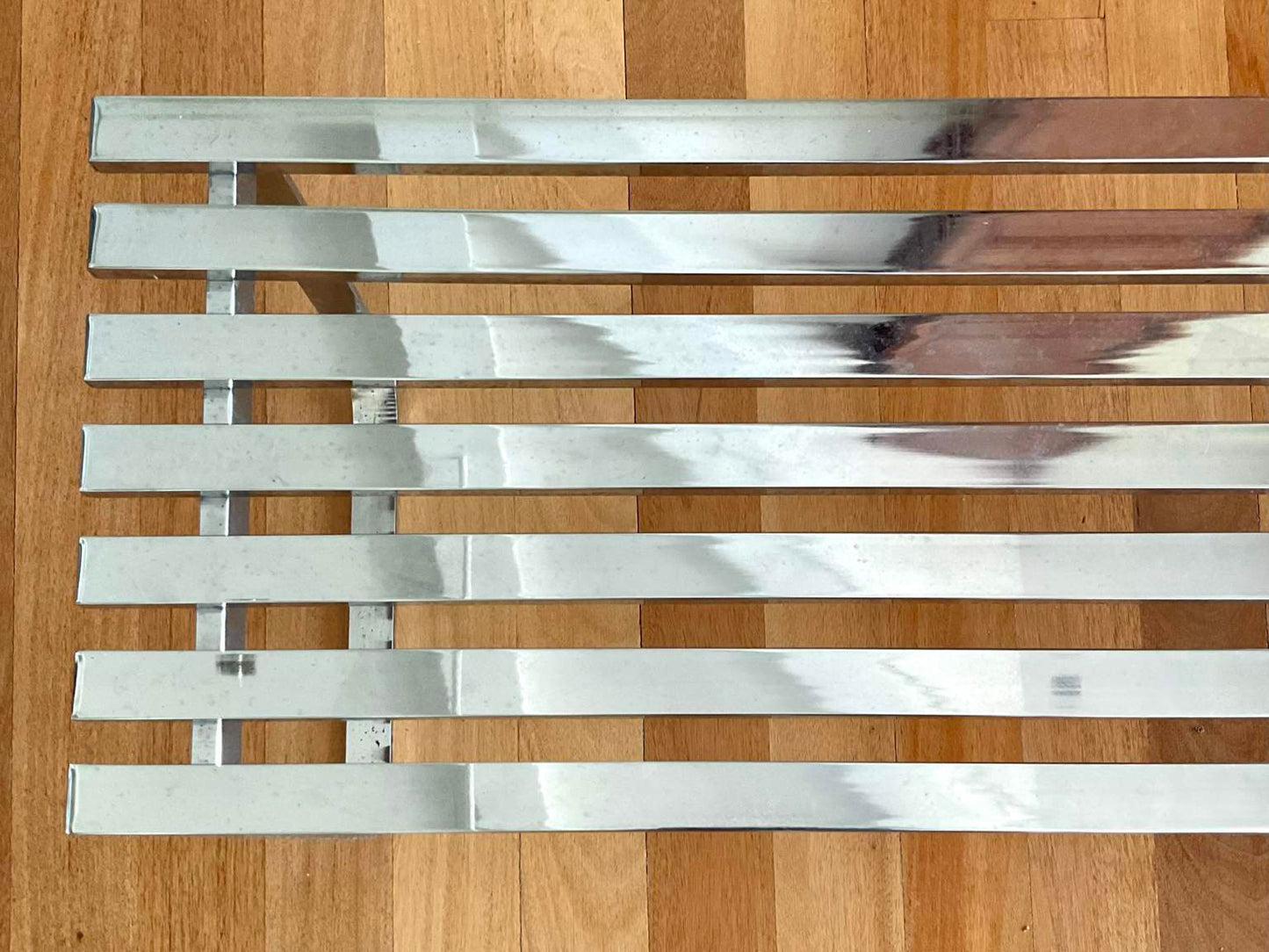 Vintage Milo Baughman Chrome Slatted Coffee Table Bench for DIA