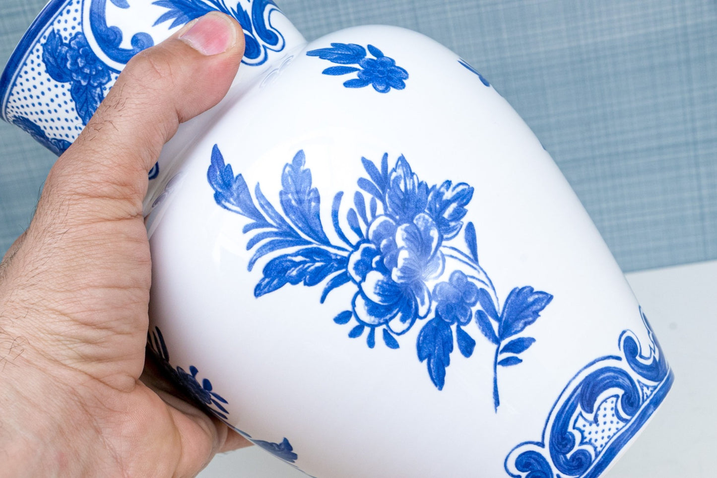 Vintage Tiffany & Co. "Tiffany Delft" Blue And White Vase