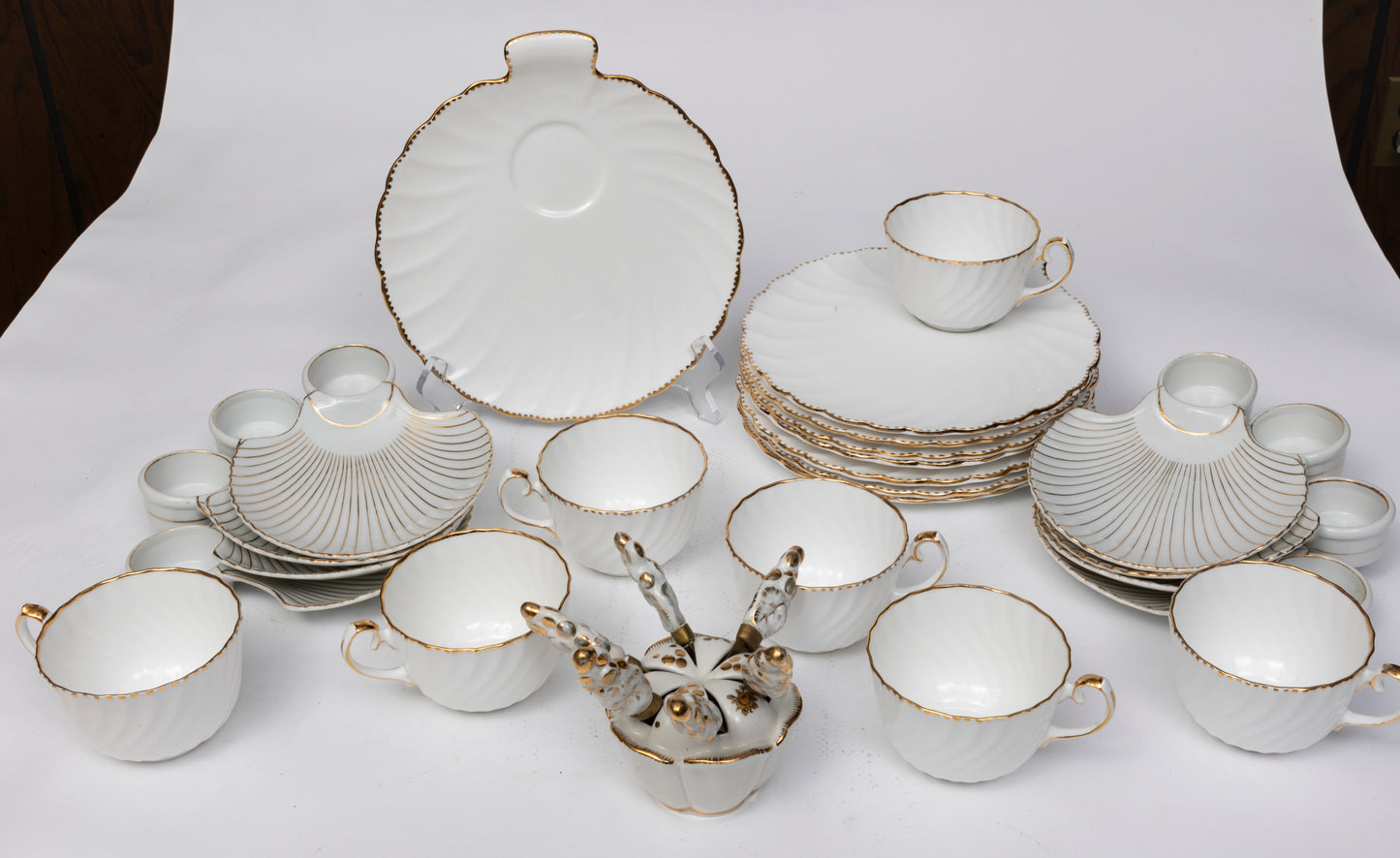 Old Grecian Flute Luncheon Dish Set