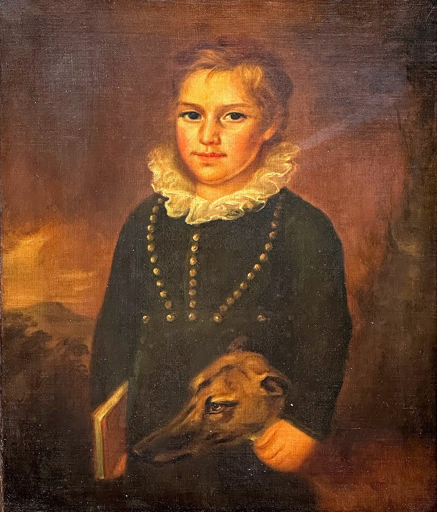Original 19th C. Oil On Canvas Painting - Portrait Of A Boy