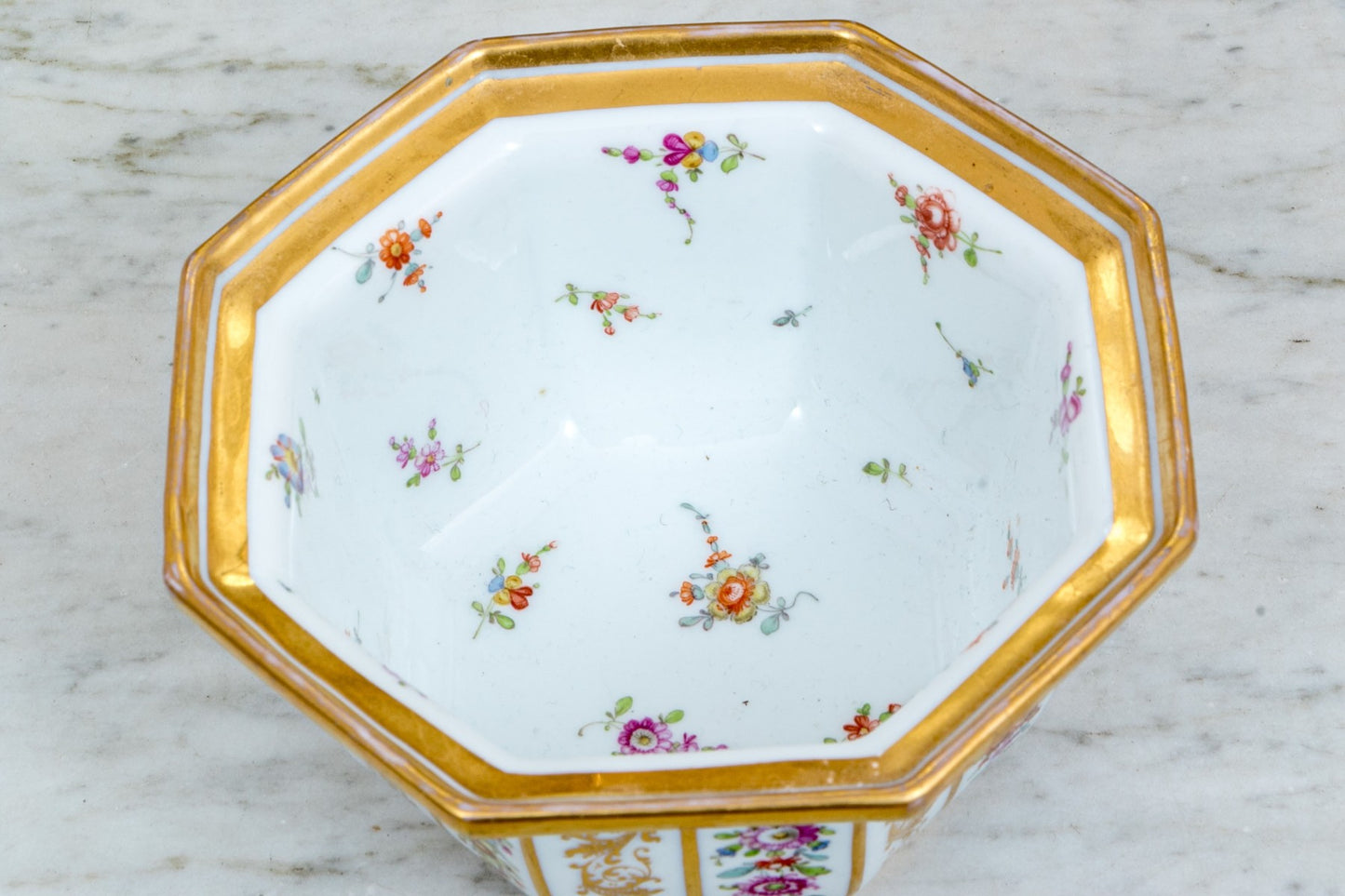 Magnificent Antique 19th C. Meissen Octagonal Sugar Bowl