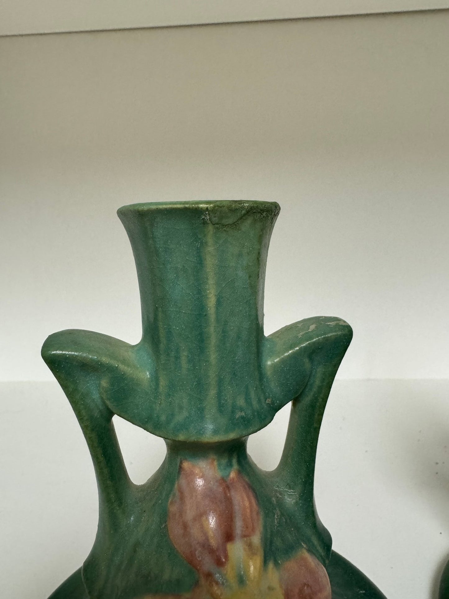 Pair Of Roseville Clematis Candleholders