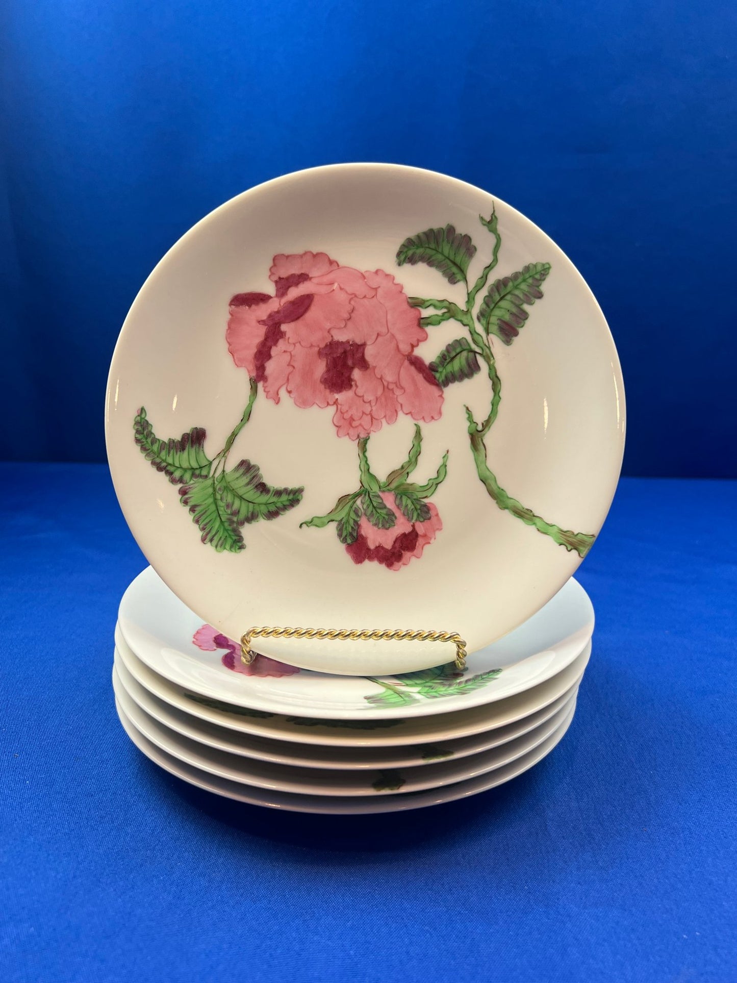 German Porcelain 8" Plates - Signed "Palm Beach - Au Bon Gout - Arzberg Germany"